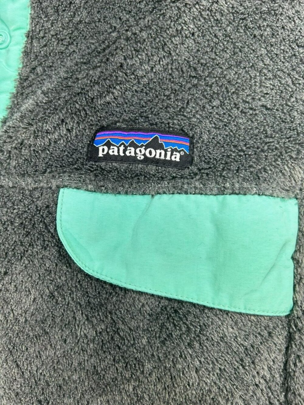 Patagonia Women's Re-Tool Snap-T Fleece Pullover Gray Mint Green Accent Medium - Picture 3 of 6